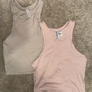 Beige and Pink Women's Tank Tops